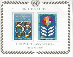 United Nations (New York) 1980  35th Ann.of UN (**) MNH  Mi.346 B-347B (block 7) - Neufs