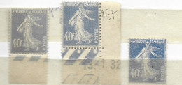 FRANCE N° 237 40C BLEU TYPE SEMEUSE CAMEE 3 NUANCES DIFFEREENTES NEUF SANS CHARNIERE - Ongebruikt