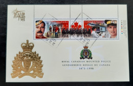 Canada 1998  USED  Sc 1737e    90c  Souvenir Sheet, RCMP Anniversary With ITALIA 98 Emblem - Oblitérés
