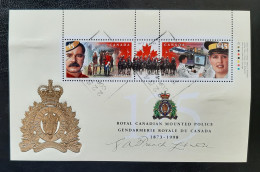 Canada 1998  USED  Sc 1737c    90c  Souvenir Sheet, RCMP Anniversary With Signature - Gebruikt