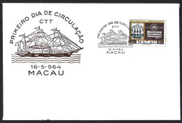 Envelope Celebrating 100th Years BNU Banco Nacional Ultramarino, Macau 1964.Fdc Dos 100 Anos Do BNU Banco Nacional Ultra - Brieven En Documenten