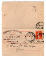 TB 4554 - 1910 - Entier Postal / Carte - Lettre / Parapluies, Ombrelles M. P. JUBELIN à MARSEILLE Pour M. DICHAN à LYON - Cartes-lettres