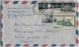 USA United States 1976 Airmail Cover Ardsley To Blumenau Brazil 4 Stamp Man On The Moon Polar Bear Frank Lloyd Wright - Storia Postale
