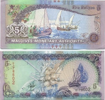 Billet De Banque Maldives Pk N° 18 - 5 Rufiyaa - Maldivas