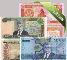 Turkmenistan - Collection De 5 Billets De Banque Tous Différents. - Turkmenistan