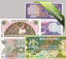 Ouganda - Collection De 5 Billets De Banque Tous Différents. - Uganda