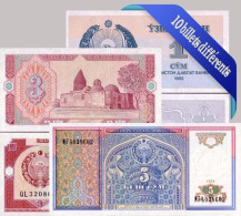 Belle Collection De 10 Billets De Banque Tous Différents De Ouzbekistan - Uzbekistán