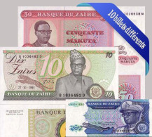 Zaire - Collection De 10 Billets De Banque Tous Différents. - Zaire