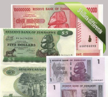 Zimbabwe - Collection De 5 Billets De Banque Tous Différents. - Zimbabwe