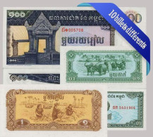 Cambodge : Bel Ensemble De 10 Billets De Banque De Collection. - Kambodscha