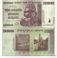 Billet De Collection Zimbabwe Pk N° 81 - 200 Millions Dollars - Zimbabwe