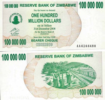 Billets De Collection Zimbabwe Pk N° 58 - 100 Millions Dollars Bearer - Simbabwe