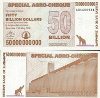 Billets De Collection Zimbabwe Pk N° 63 - 50 Billions Dollars Bearer - Simbabwe