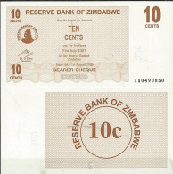 Billets De Collection Zimbabwe Pk N° 35 - 10 Cents Bearer - Simbabwe