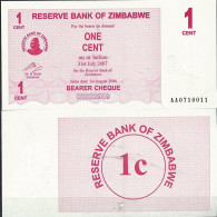 Billets De Collection Zimbabwe Pk N° 33 - 1 Cent Bearer - Zimbabwe