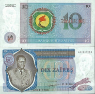 Billets De Collection Zaire Pk N° 23B - 10 Zaires - Zaïre