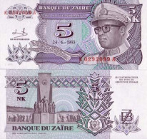 Billets Collection Zaire Pk N° 48 - 5 Nouveaux Makuta - Zaire