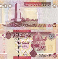 Billets De Banque Libye Pk N° 72New 5 - 5 Dinar - Libyen