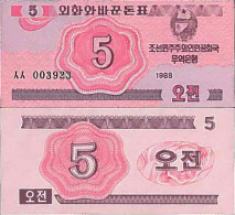 Billet De Banque Collection Coree Nord - PK N° 32 - 5 Won - Korea (Nord-)