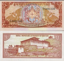 Billet De Collection Bhoutan Pk N° 14 - 5 Ngultrums - Bhutan