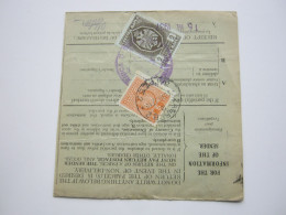 1937, Paketkarte Aus Birmingham Nach Jugoslawien Nachporto , Taxe - Lettres & Documents