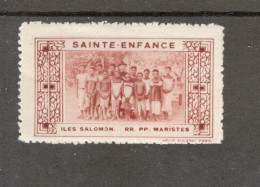 Timbre Erinnophilie Vignette Sainte Enfance Iles Salomon RR PP Maristes TB Gomme** 2 Scans - Erinnophilie