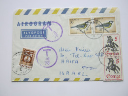 1971 , Brief Aus Schweden  Nach Israel ,  Nachporto , Taxe - Covers & Documents