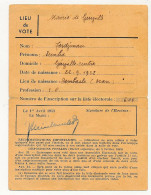FRANCE / ALGERIE - Carte D'électeur 1953 Gouvernement Général De L'Algérie - Département D'Oran - Documents Historiques