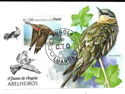 Bloc Feuillet Oiseaux Bird Faune  D'angola Merops Malinbicus  Merops Persicus Abelheiros - Angola