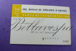 Soc. R. Zoologie D'Anvers Marcel Vertommen Deurne 1965-1966  N° 1339 Acces Du Jardin Lidkaart Inkom Zoo Antwerpen - Tarjetas De Membresía