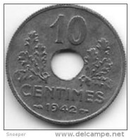 *france 10 Centimes  1942  Km  898.2   Unc/ms63 !!!! - 10 Centimes