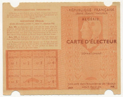 FRANCE / ALGERIE - Carte D'électeur 1959 Algérie - Ville D'Alger - Documents Historiques