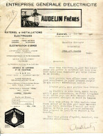 FACTURE.80.AMIENS.ENTREPRISE GÉNÉRALE D'ÉLECTRICITÉ.AUDELIN FRERES 17 RUE LESUEUR. - Elektrizität & Gas