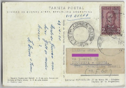 Argentina 1960 Postcard Photo Buenos Aires Sent To Blumenau Brazil Stamp Writer Esteban Echeverría - Storia Postale