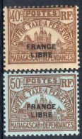 MADAGASCAR Timbres-Taxe N°22* & 23* Neufs Charnières TB  cote : 3€50 - Strafport