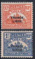 MADAGASCAR Timbres-Taxe N°24* & 25* Neufs Charnières TB  cote : 4€75 - Portomarken