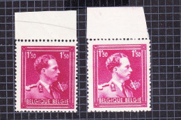 1944 Nr 691** Zonder Scharnier,1x Gewone + 1x Magere/vluchtige Druk.Leopold III.OBP 3,45 Euro. - 1936-1957 Open Kraag