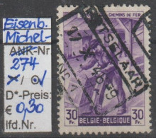 1945 - BELGIEN - Eisenbahn PM "Kistenverladung" 30 Fr Violett  - O Gestempelt - S.Scan (Eisenb.PM 274o Be) - Gebraucht
