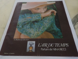 ANCIENNE PUBLICITE PARFUM  L AIR DU TEMPS DE NINA RICCI  1973 - Sonstige & Ohne Zuordnung
