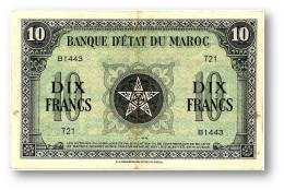 MOROCCO - 10 Francs - 1.3.1944 - P 25 - WWII First Issue - Kingdom - Maroc - 2 Scans - Marokko