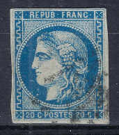 FRANCE Ca.1871: Le Y&T 46B, Obl. Infime Aminci - 1870 Emission De Bordeaux