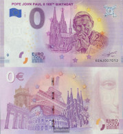 Vatikanstadt Souvenirschein 100. Birthday Pope Johannes Paul Uncirculated 2020 0 Euro 100. Birthday Pope Johann - Vaticano (Ciudad Del)