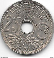 France 25 Centimes  .1939.  Km  867b  Unc - 25 Centimes