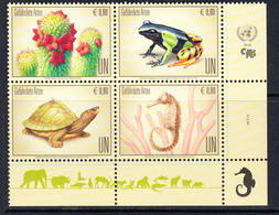 2018 United Nations Vienna CITES Endangered Reptiles Frogs Turtles  Complete Block Of 4  MNH @ BELOW FACE VALUE - Ungebraucht