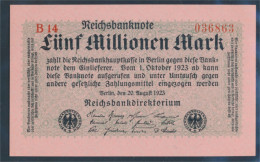 Deutsches Reich RosbgNr: 104b, Privatfirmendruck Rotes Firmenzeichen Bankfrisch 1923 5 Millionen Mark (10298883 - 5 Mio. Mark