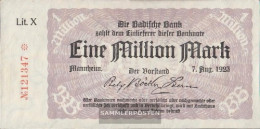 Baden Rosenbg: BAD11b Länderbanknote, KN 6-stellig Used (III) 1923 1 Million. Mark - 1 Miljoen Mark