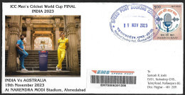 India 2023 World Cup Cricket, India Vs Australia FINAL,19th Nov 2023,Rohit Sharma,Pat Cummins,Registered Cover (**) Inde - Storia Postale