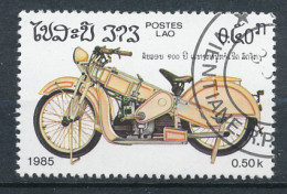 Timbre : POSTES LAO, LAOS (1985), Moto, Oblitéré - Motos