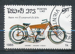 Timbre : POSTES LAO, LAOS (1985), Moto Gnome - Rhone 1920, Oblitéré - Motos