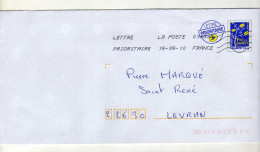 Enveloppe FRANCE Prêt à Poster Lettre Prioritaire 20g Oblitération LA POSTE 01033A 15/05/2010 - PAP: Ristampa/Logo Bleu